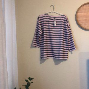 Talbots boat neck, striped long sleeve shirt